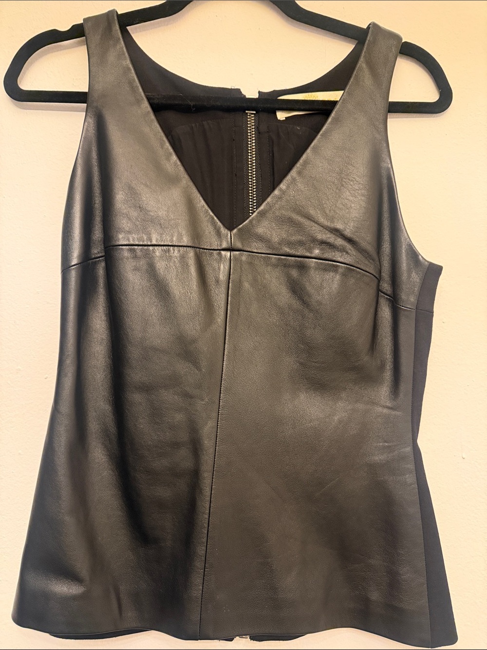 Ramy Brook Black Faux Leather V-Neck Tank